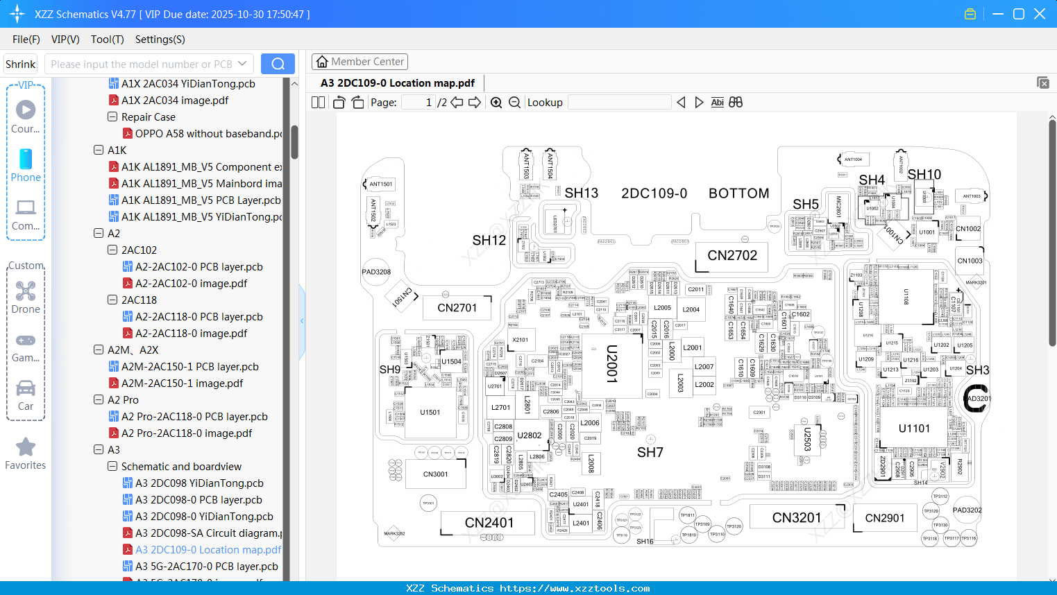 OPPO A3 2DC109-0 Location Map